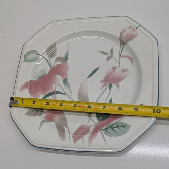 Mikasa Silk Flowers Dinner Plate 10" Continental USA Pink Floral Octagon - Picture 4 of 10